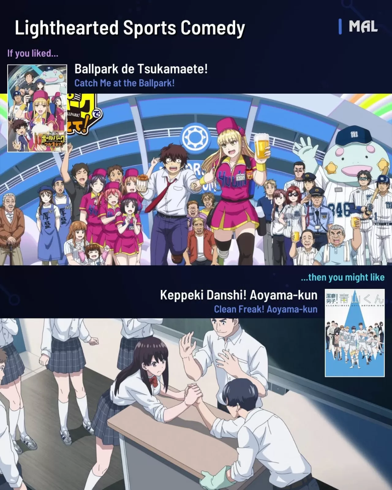 Komedi ve Sporun Buluşması: Ballpark de Tsukamaete ve Keppeki Danshi! Aoyama-kun