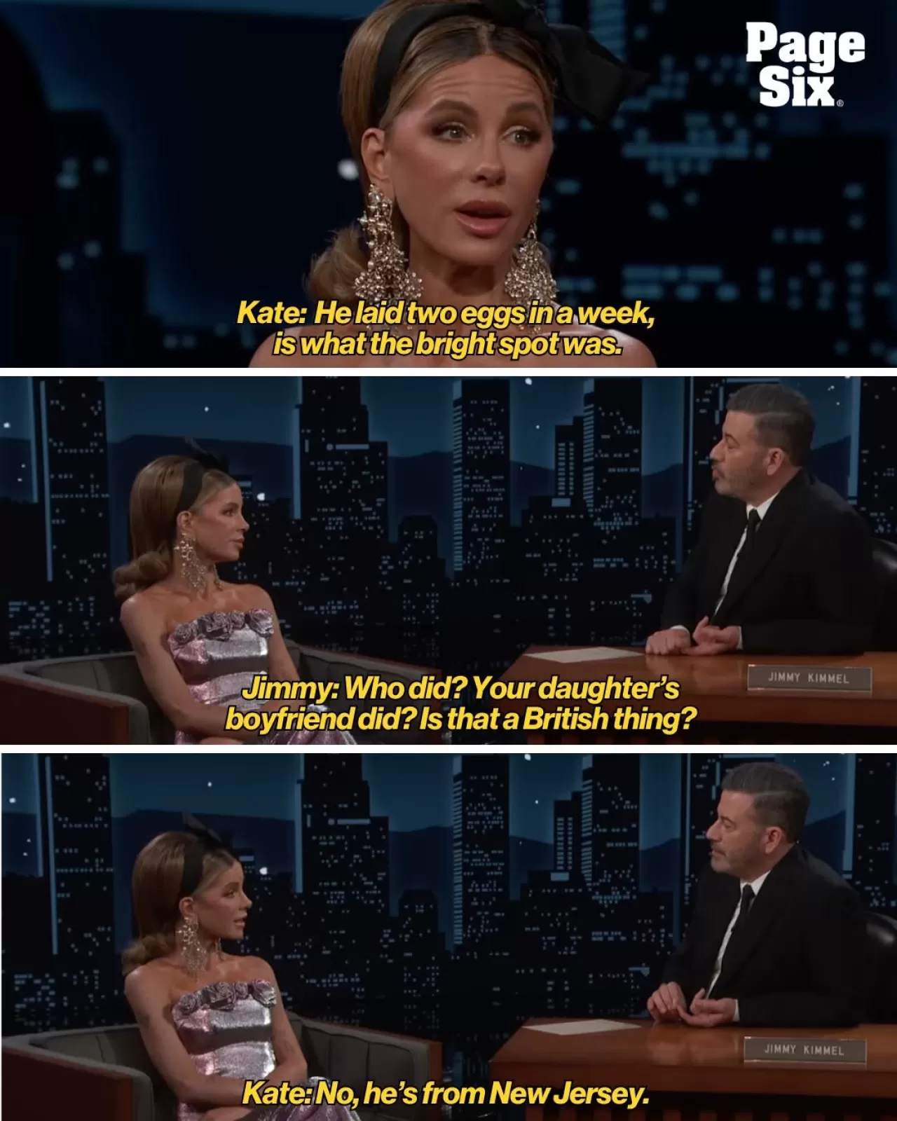 Kate Beckinsale, Jimmy Kimmel'e Kızının Erkeğinin Yumurta Yumurtladığını Açıkladı