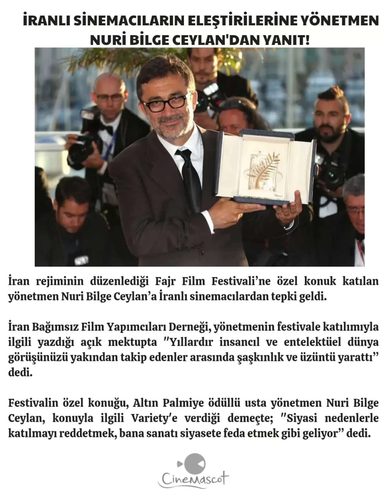 Nuri Bilge Ceylan, İran'daki Fajr Film Festivali Katılımına Yönelik Eleştirilere Yanıt Verdi