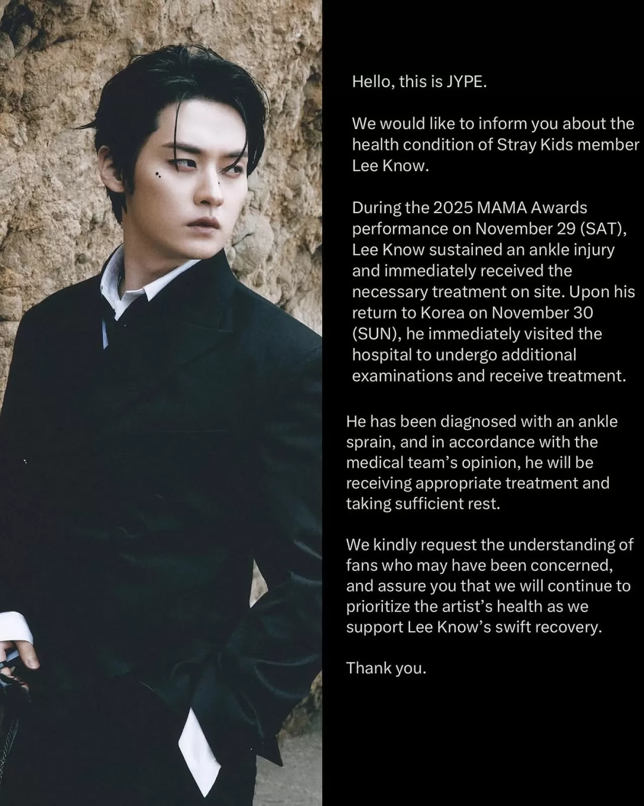 Lee Know, MAMA 2023'te Sakatlandı: JYPE'den Açıklama Geldi