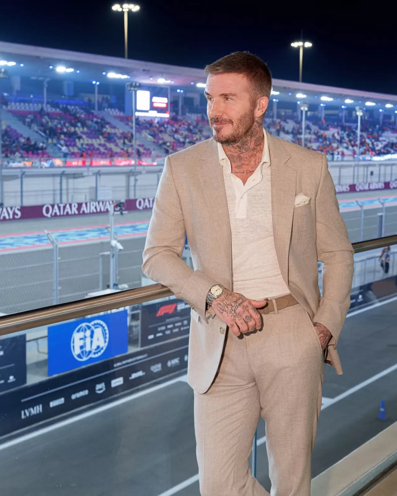 David Beckham Katar Grand Prix'sinde Görüntülendi