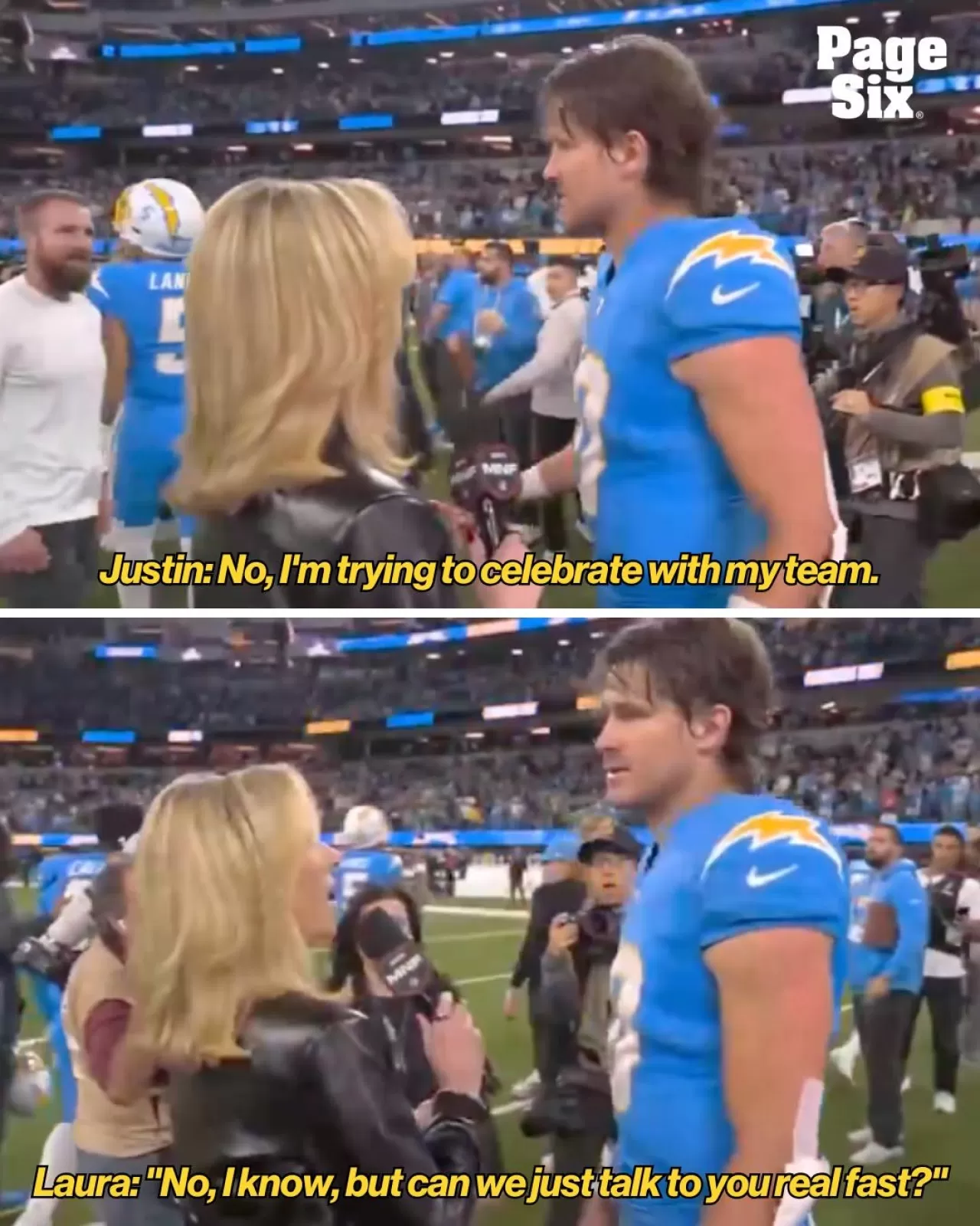 Justin Herbert'in Laura Rutledge ile Sahanın Ardındaki Görüşmesi Sosyal Medyada Tartışma Yarattı