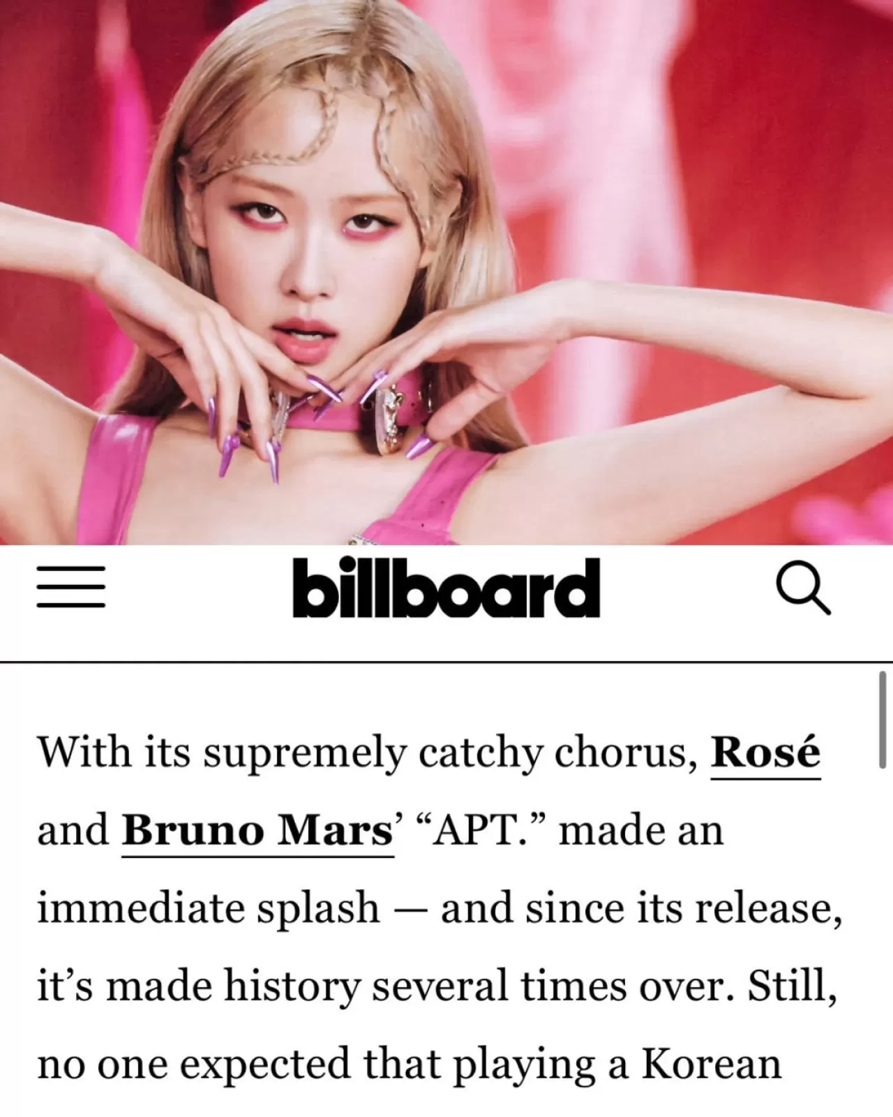 Billboard, ROSÉ ve Bruno Mars'ın 'APT' İş Birliğinin Tarihi Başarısını Mercek Altına Aldı