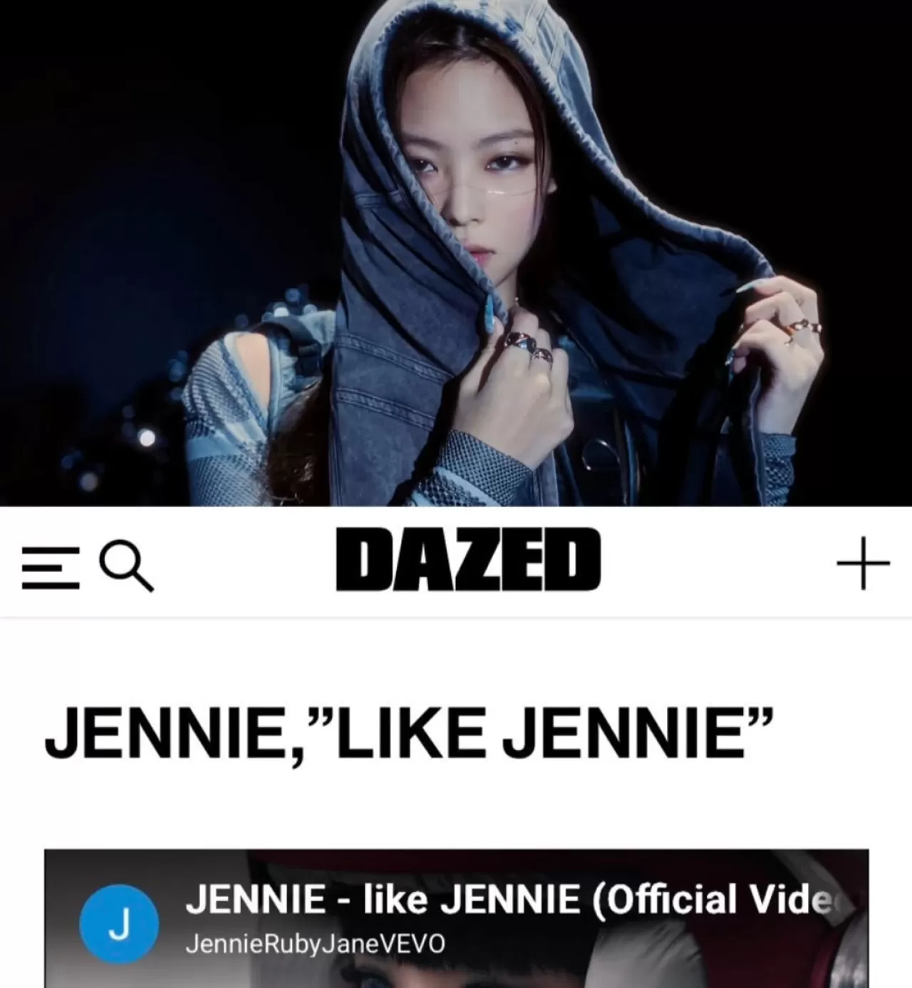 DAZED Dergisi, JENNIE'nin 