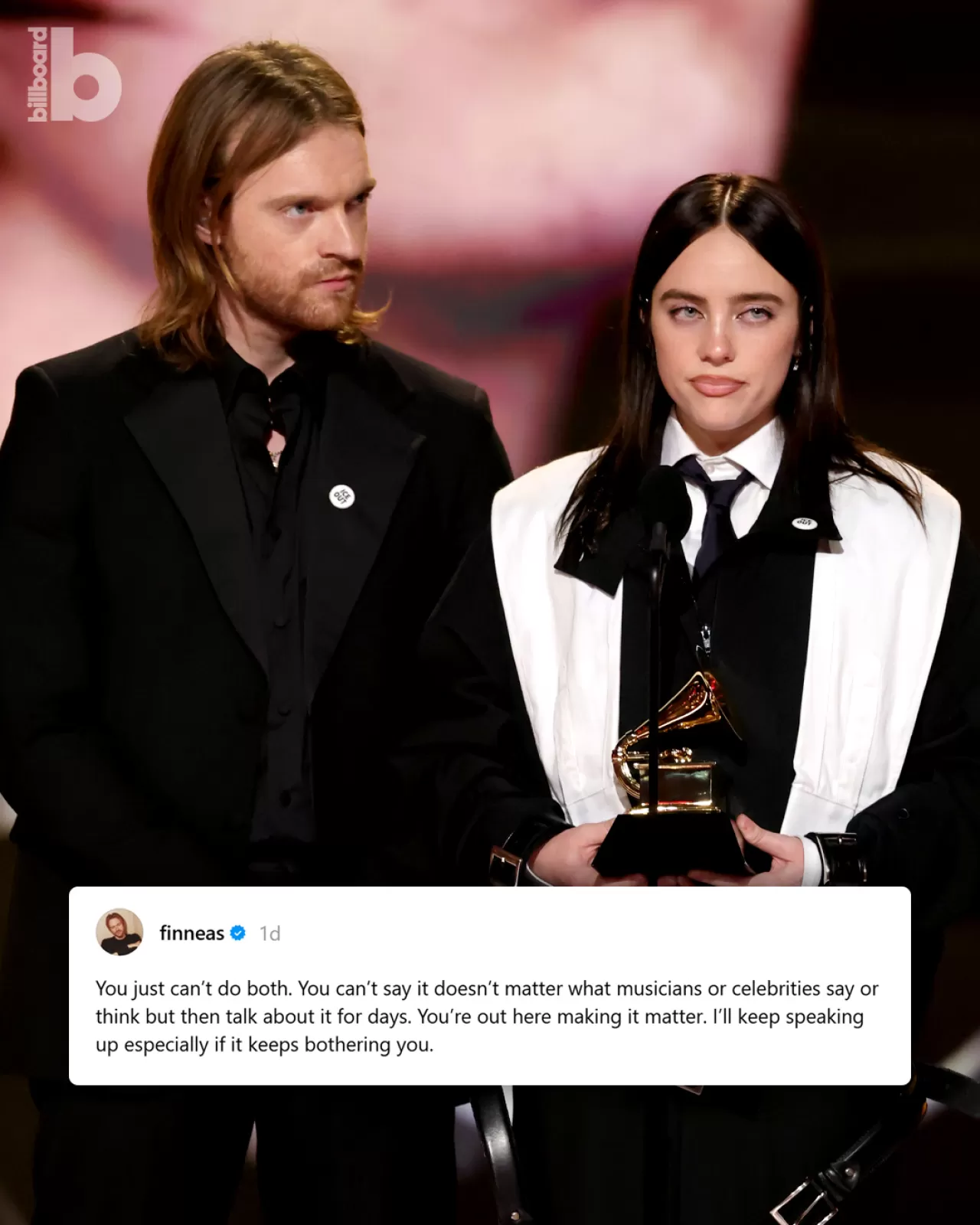 Finneas, Billie Eilish'in Grammy Ödül Törenindeki Siyasi Çıkışının Ardından Konuşmaya Devam Edeceğini Açıkladı