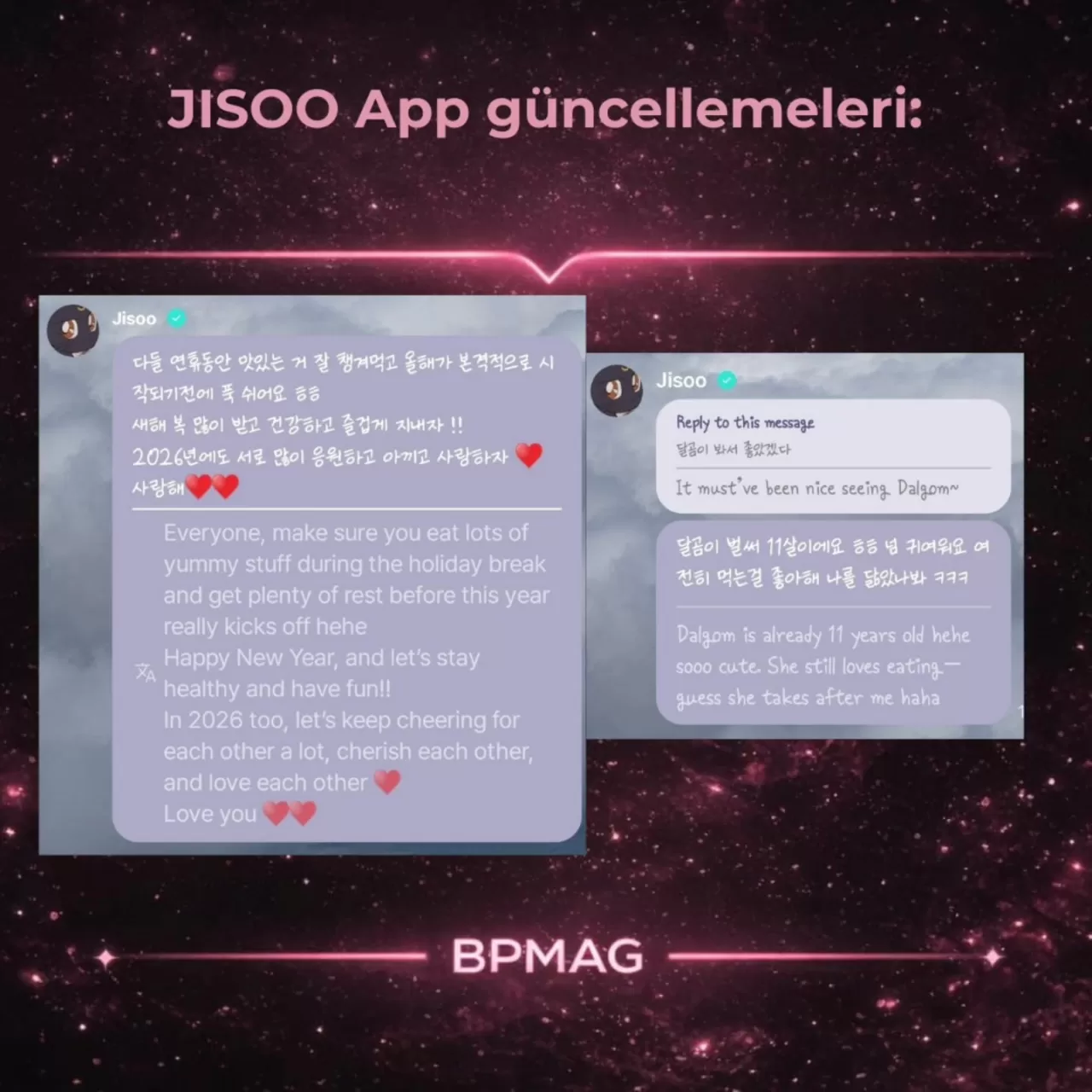 Blackpink'in JISOO'su, Yeni Yıl Mesajıyla Hayranlarını Sevindirdi