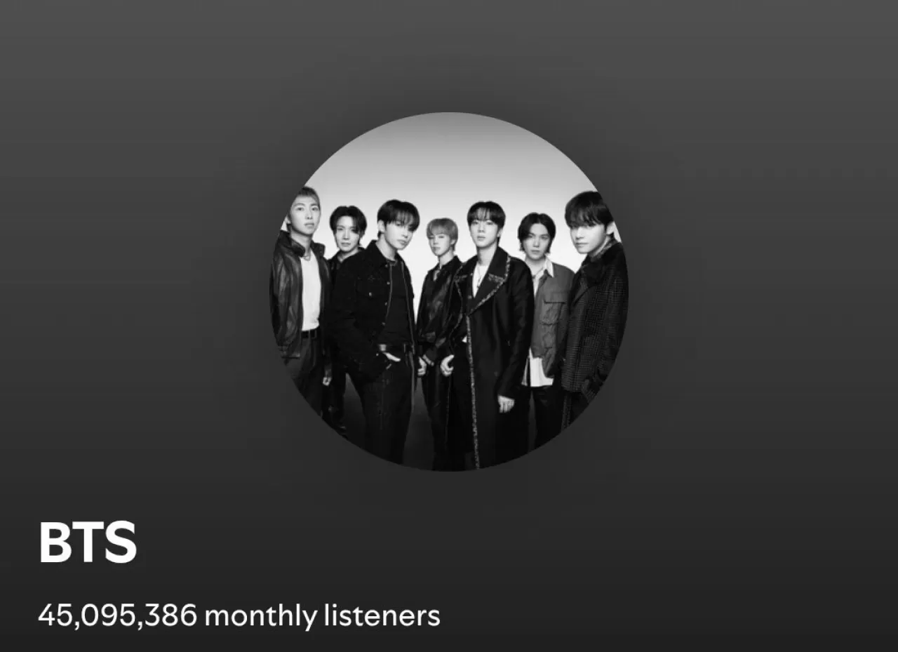 BTS, Spotify'da 45 Milyon Aylık Dinleyici Sınırını Aştı