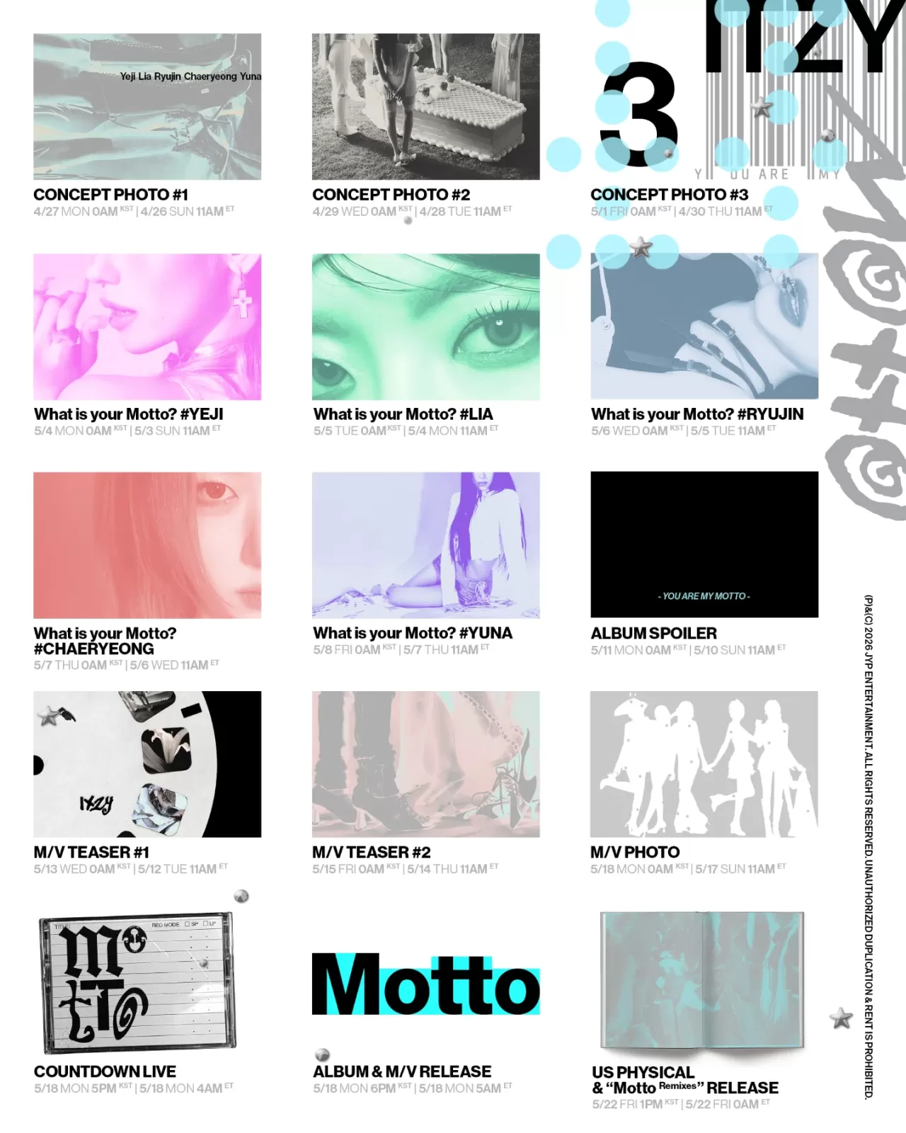 ITZY'nin 'MOTTO' Albümü İçin Zaman Çizelgesi Açıklandı