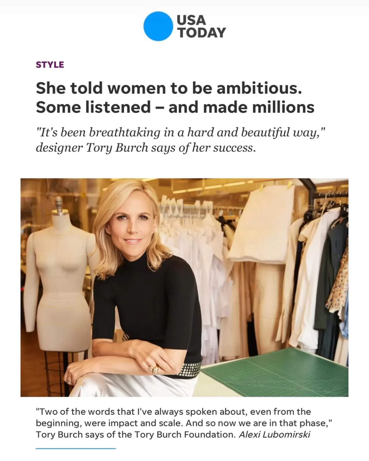 Tory Burch Foundation Girişimcileri USA Today'de Öne Çıktı
