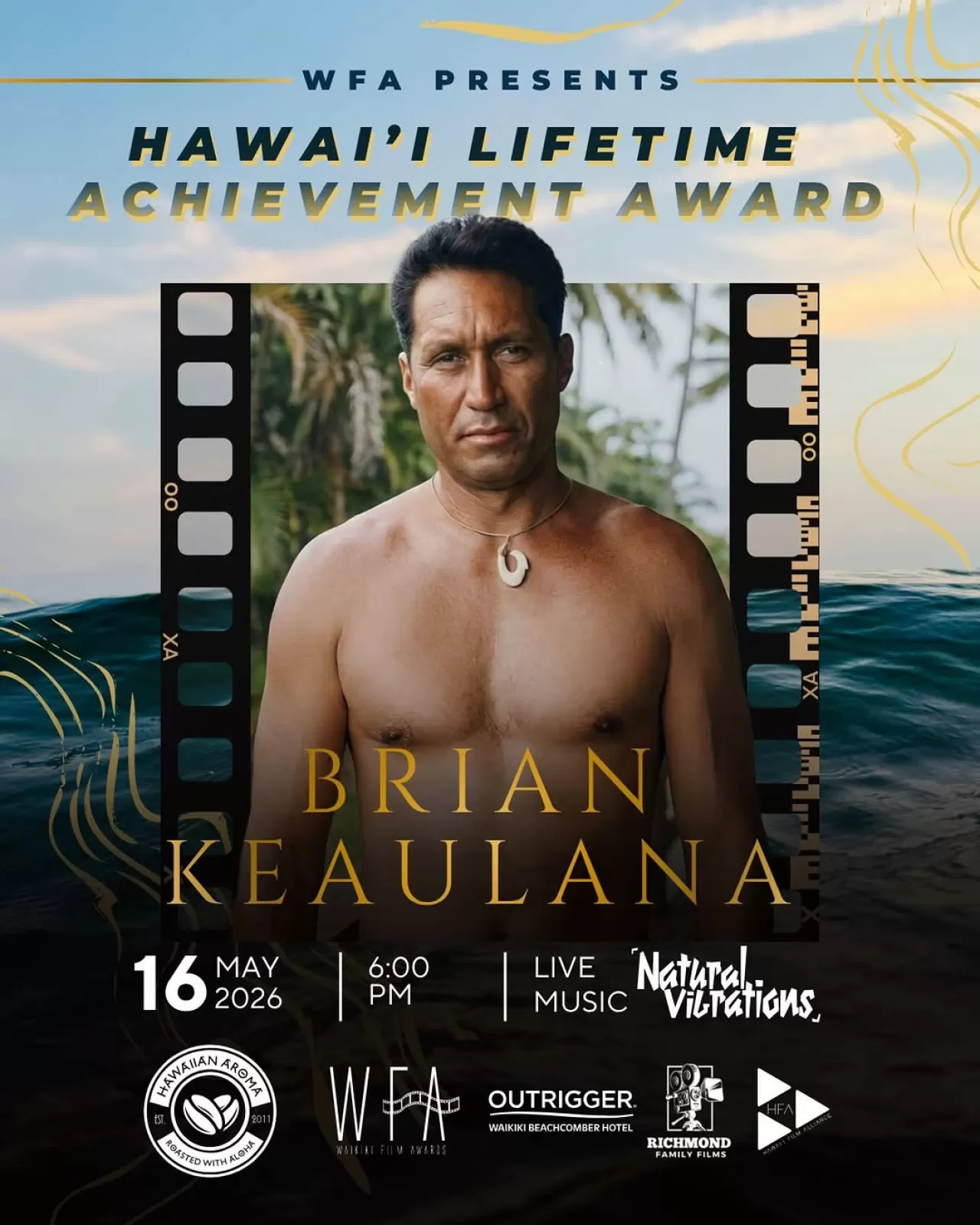Waikiki Film Awards'tan Brian Keaulana'ya Yaşam Boyu Başarı Ödülü