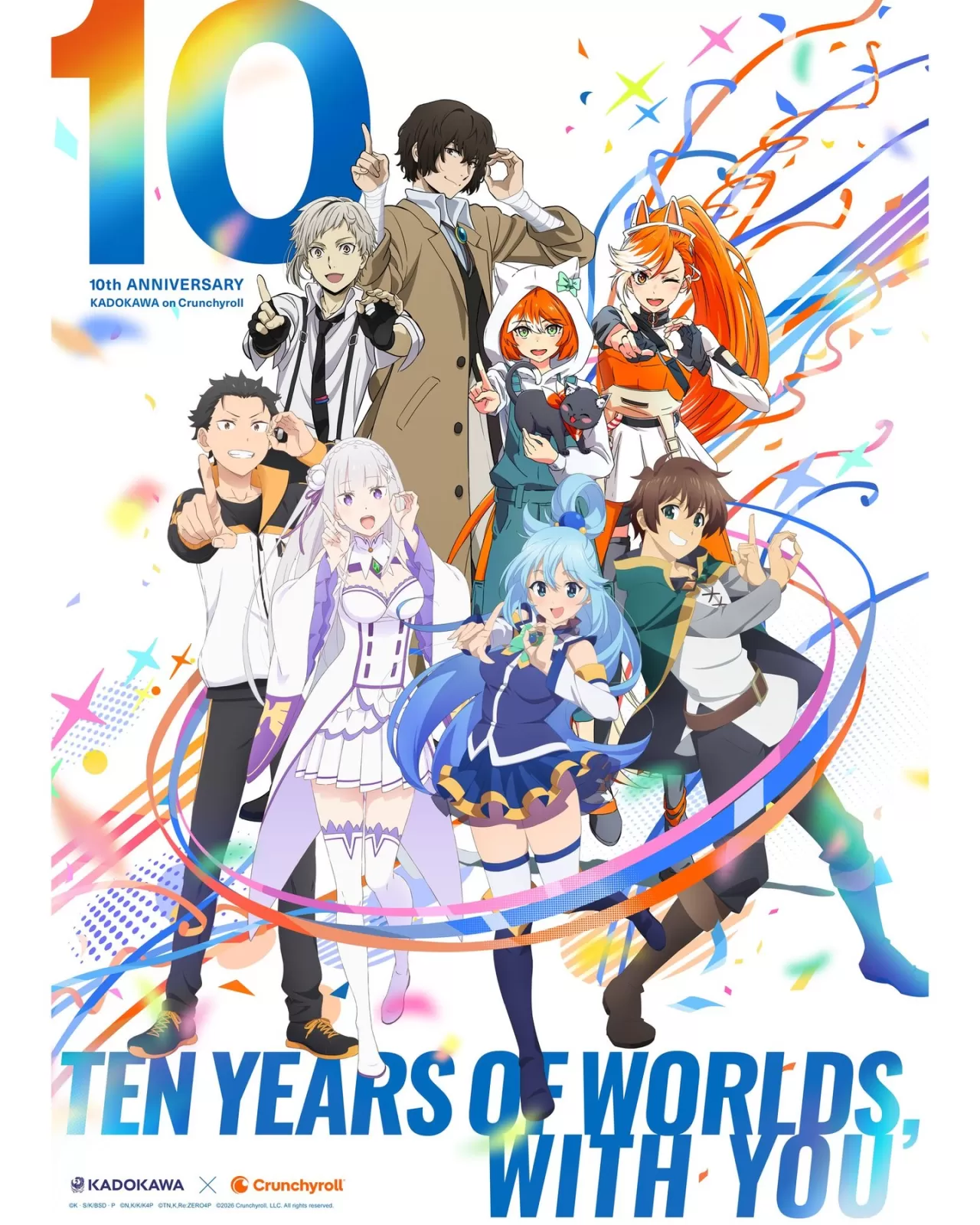 Crunchyroll ve Kadokawa 10. Yılını Özel Sanat Çalışmasıyla Kutluyor