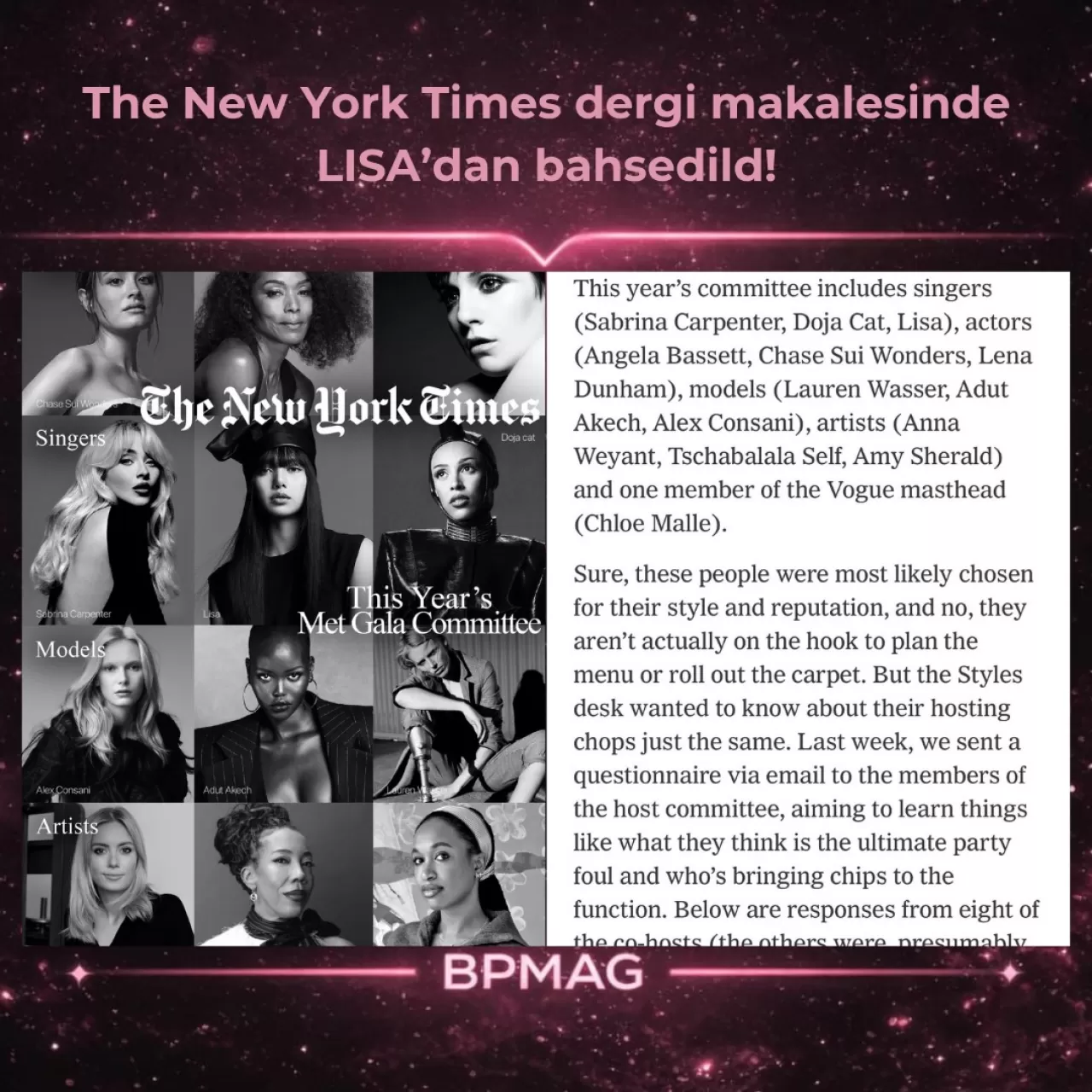 BLACKPINK'li LISA, Met Gala 2026 Komite Listesinde Yer Aldı