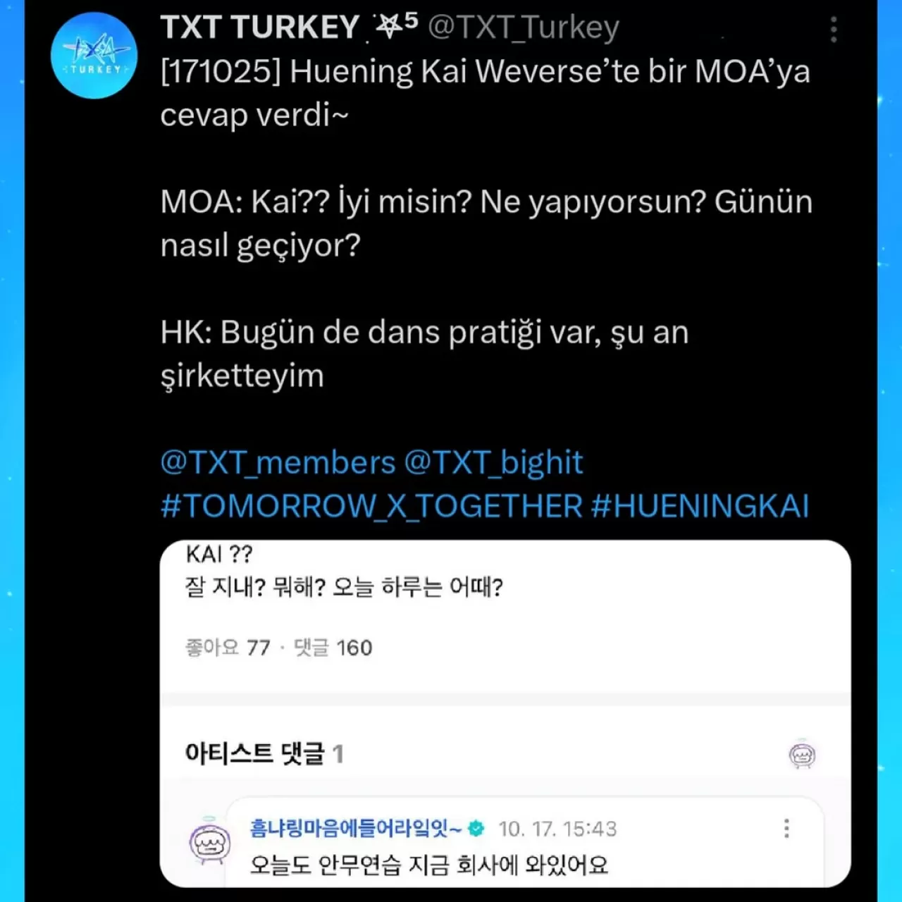 Huening Kai Weverse'tan MOAlara Özel Mesajlarla Bağ Kurdu