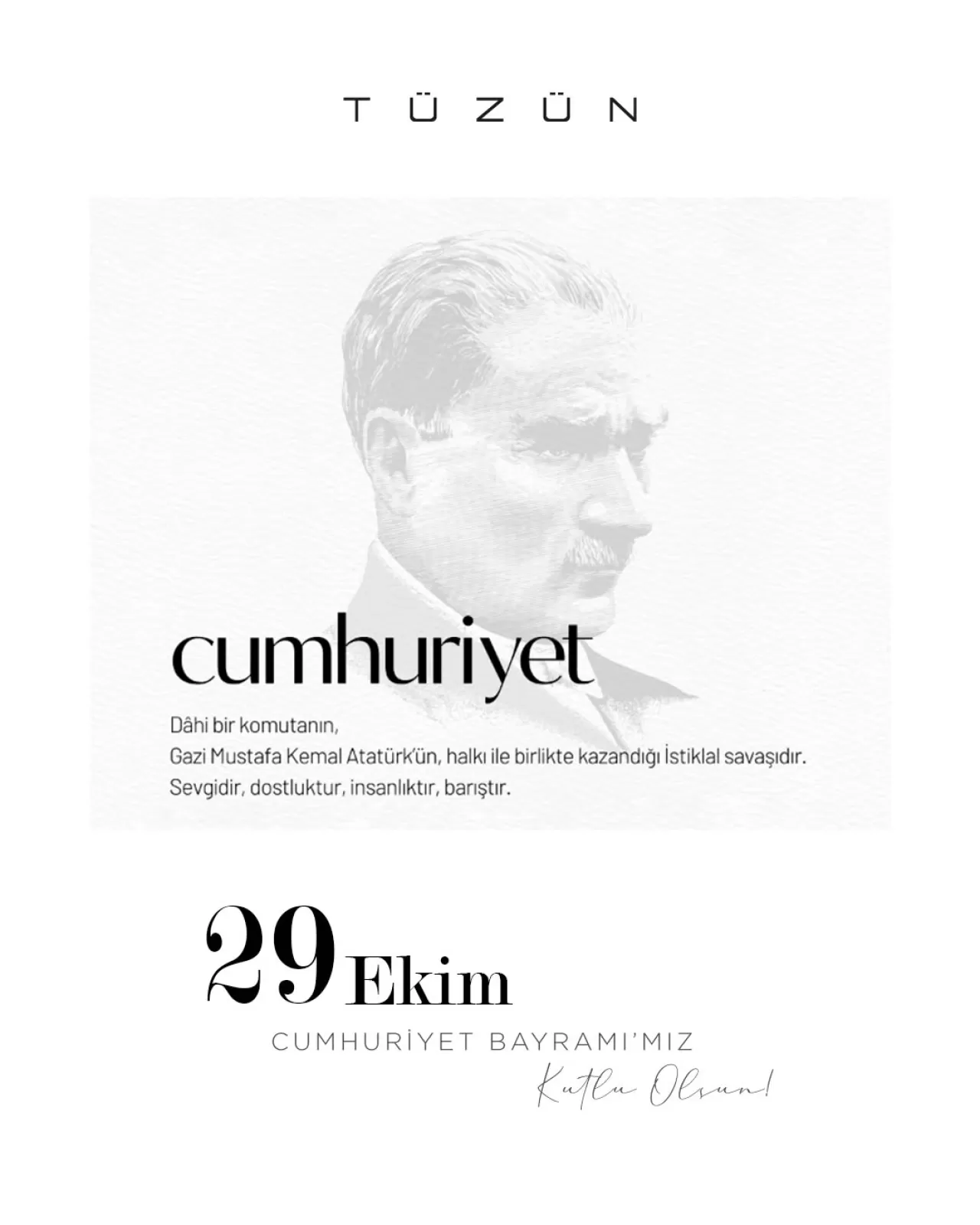 Tuzun Giyim'den Cumhuriyet Bayramı Mesajı
